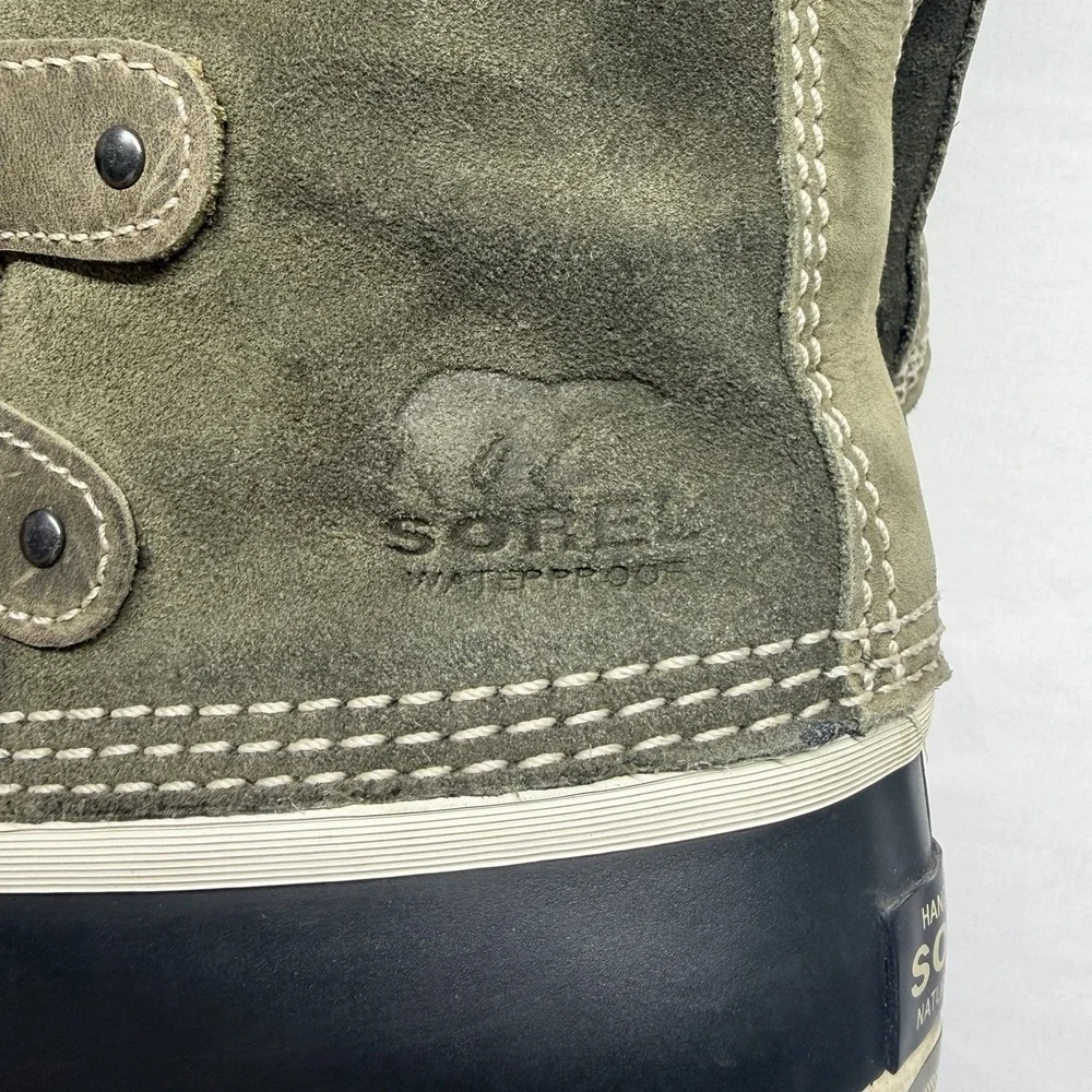 Sorel Waterproof Winter Boots Womens 7 Olive Leather Faux Fur‎ Tall Snow Boots